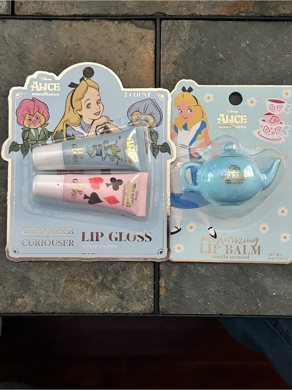 Disney Alice in Wonderland Lip Gloss & Teapot Lip Balm Set - Blue & Pink